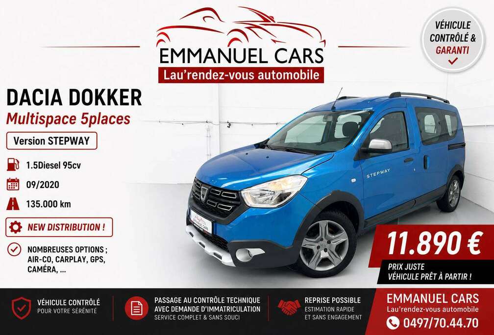 Dacia 1.5dCi *STEPWAY* NEW DISTRIBUTION! Air-co+GPS+Caméra+CarPlay. 1er Propriétaire!