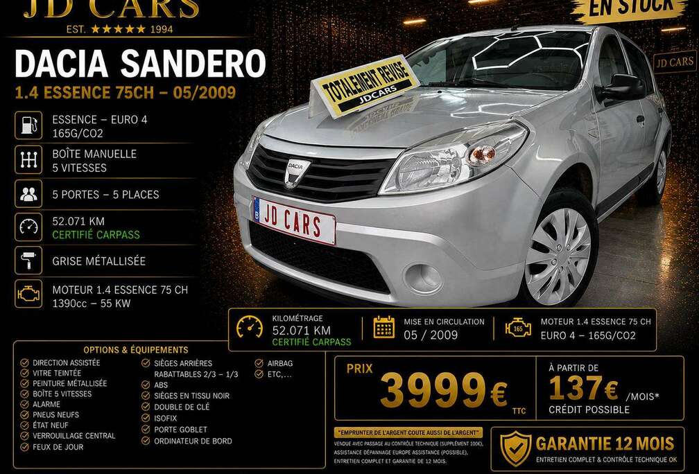 Dacia SANDERO 1.4 ESSENCE GARANTIE 1 AN CTOK