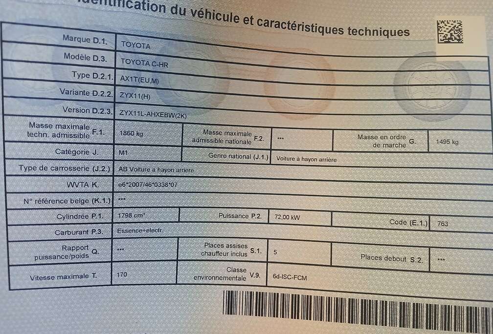 Toyota C-HR Hybrid 18vvti