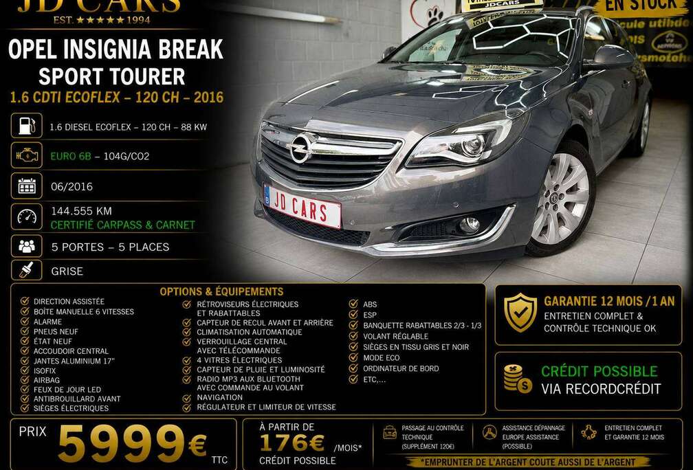 Opel INSIGNIA SPORT TOURER SW 1.6 CDTI GARANTIE 1 AN CTOK