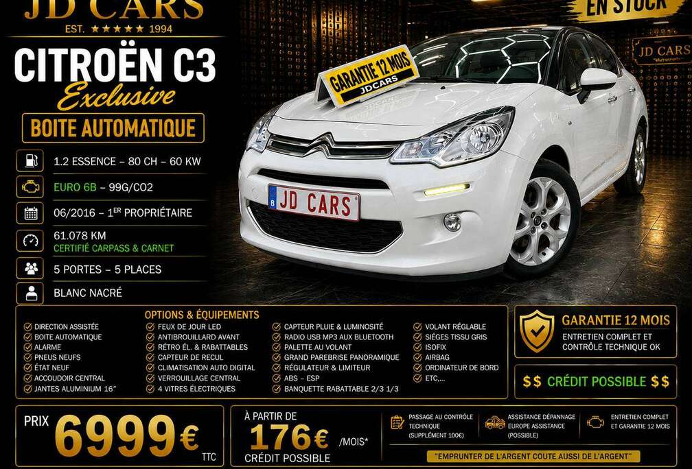 Citroen 1.2 ESSENCE AUTOMATIQUE EXCLUSIVEGARANTIE 1 AN CTOK