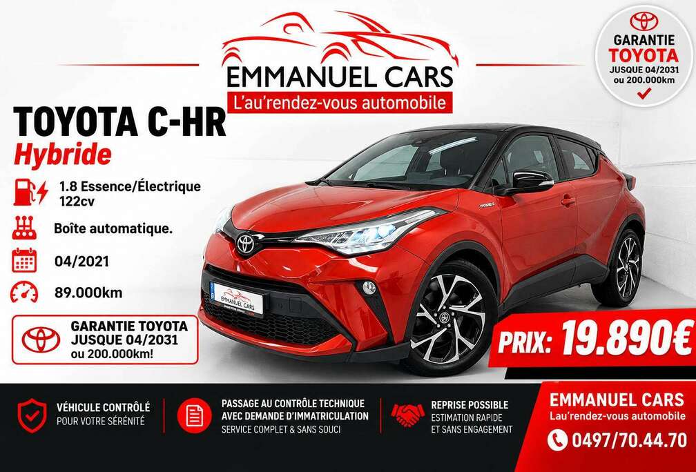 Toyota 1.8i Hybride 122cv. C-Lub Bi-Tone. Super équipé. GARANTIE JUSQUE 04/2031!!!