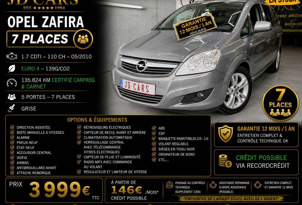 Opel ZAFIRA 1.7 CDTi 7 PLACES GARANTIE 1 AN CTOK