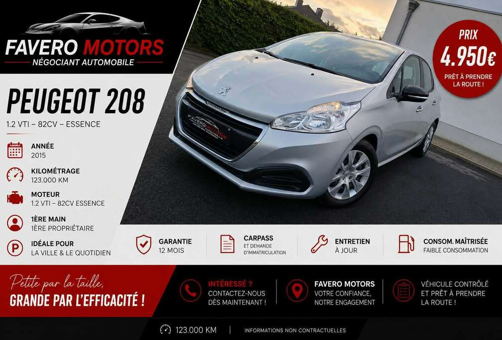 Peugeot 208 1.2VTI / 1ere main / GARANTIE 12 MOIS / Historique complete