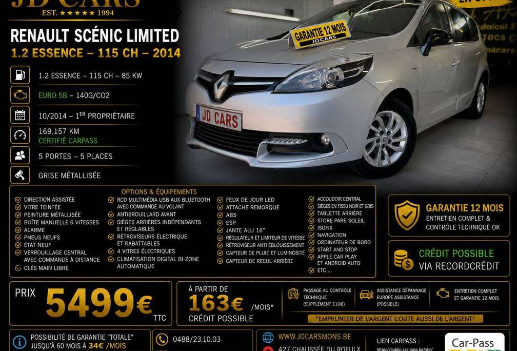 Renault SCENIC LIMITED 1.2 TCE GARANTIE 1 AN CTOK