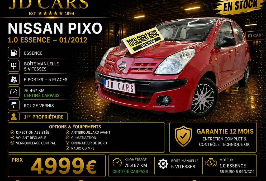 Nissan Pixo 1.0 ESSENCE 74MKM GARANTIE 1 AN CTOK