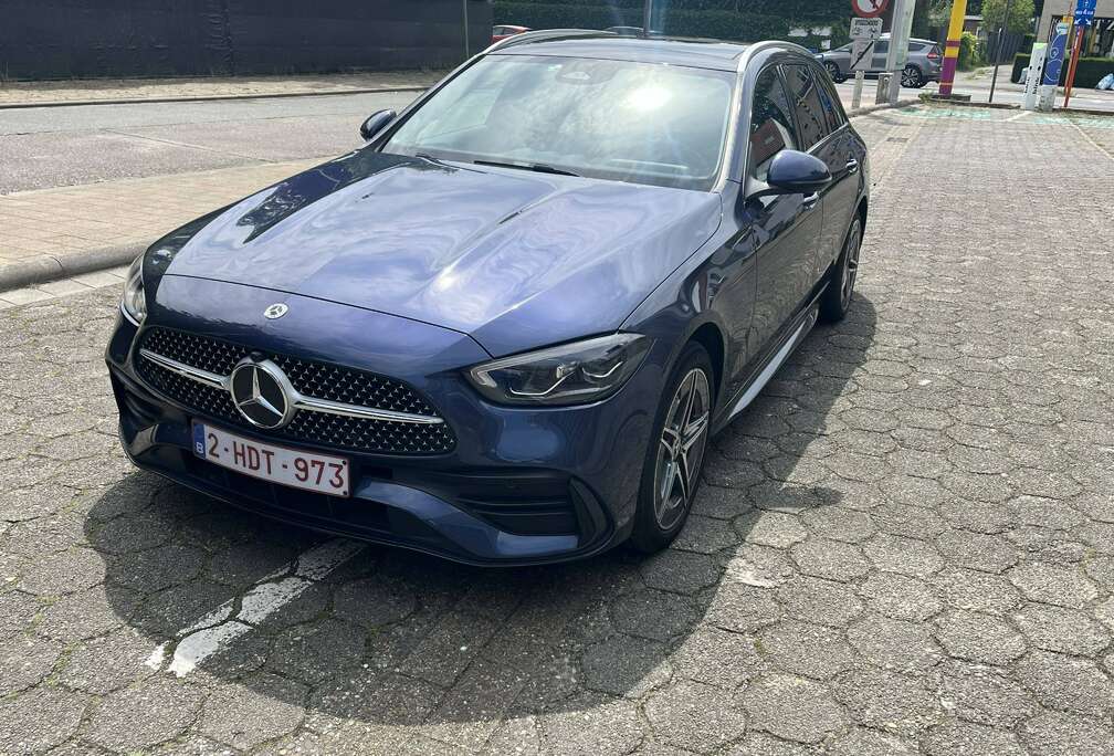 Mercedes-Benz C300de Hybride (diesel-electr.=snelle acceleratie+109km op accu!) AMG Line, Sodalietblauw,trekhaak, WINTERBANDEN,+10m gar