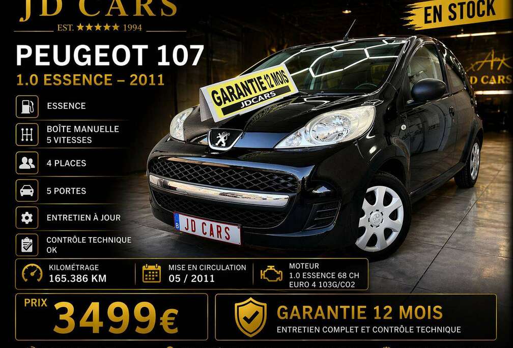 Peugeot 107 1.0 ESSENCE 5 PORTES GARANTIE 1 AN CTOK