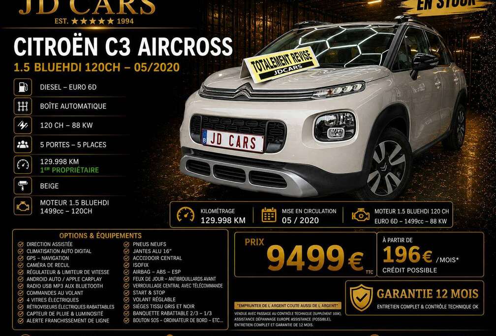 Citroen C3 Aircross 1.5 HDI AUTOMATIQUE GARANTIE 1 AN CTOK