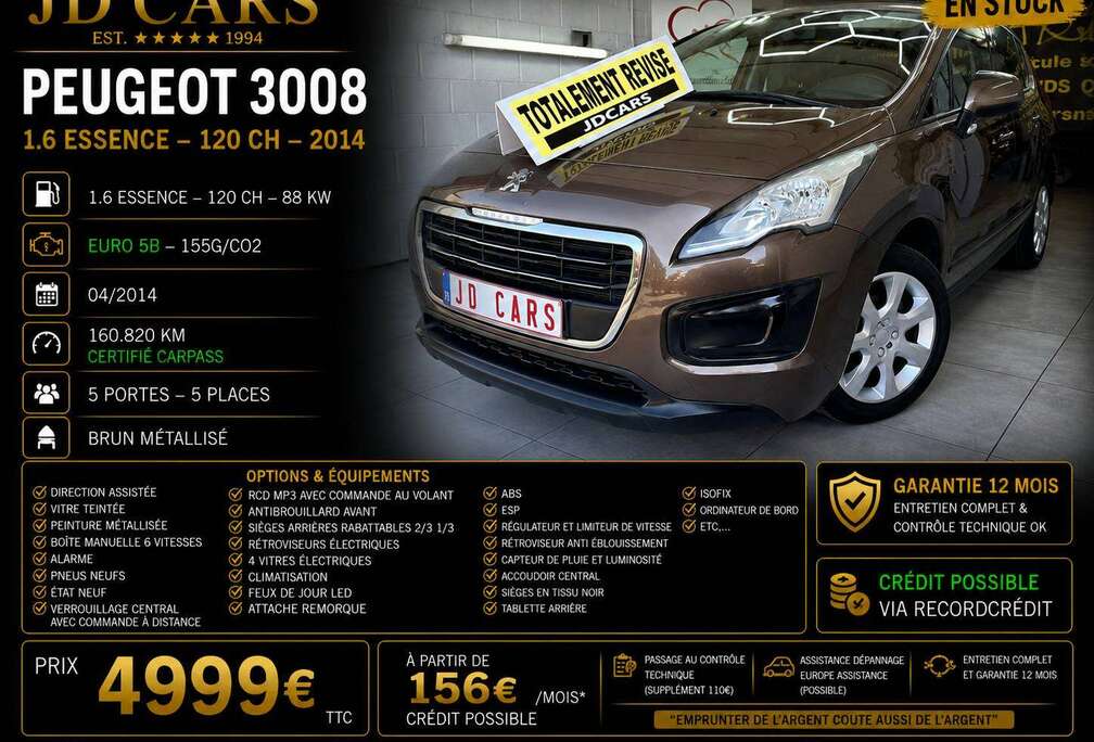Peugeot 3008 1.6 ESSENCE GARANTIE 1 AN CTOK