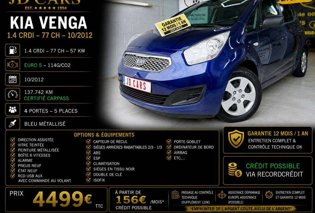 Kia Venga 1.4 CRDi EcoDynamics garantie 1 an ctok
