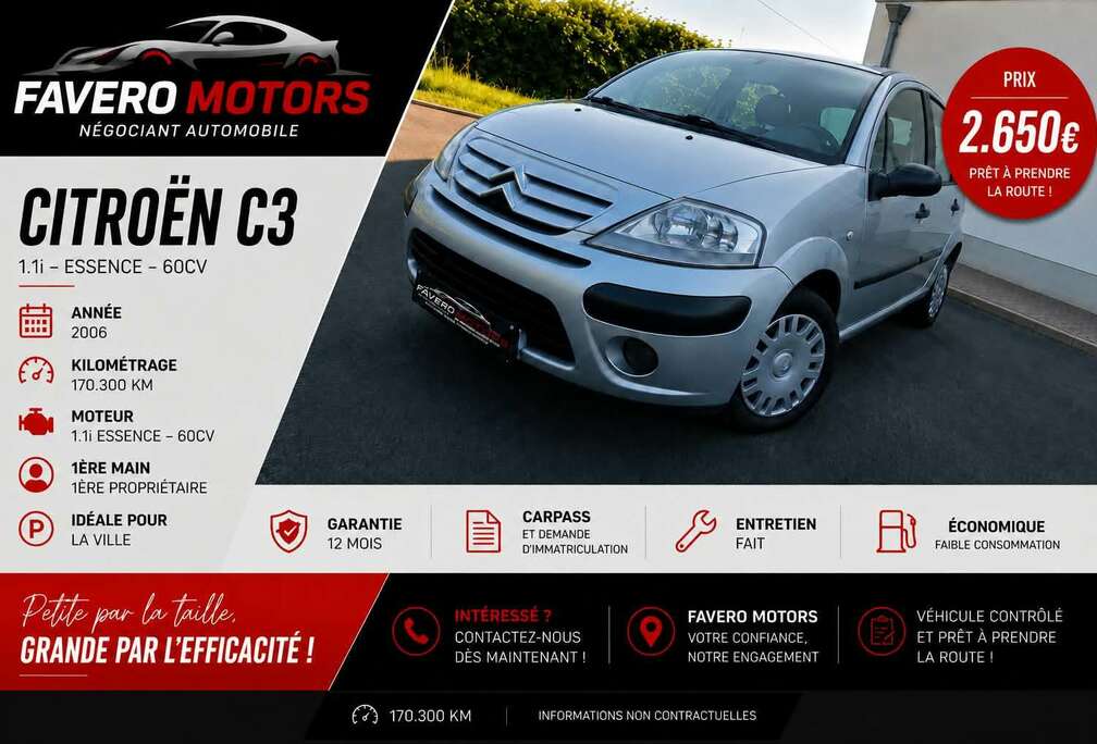 Citroen C3 1.1i SX / 1ere main / GARANTIE 12 MOIS / Historique