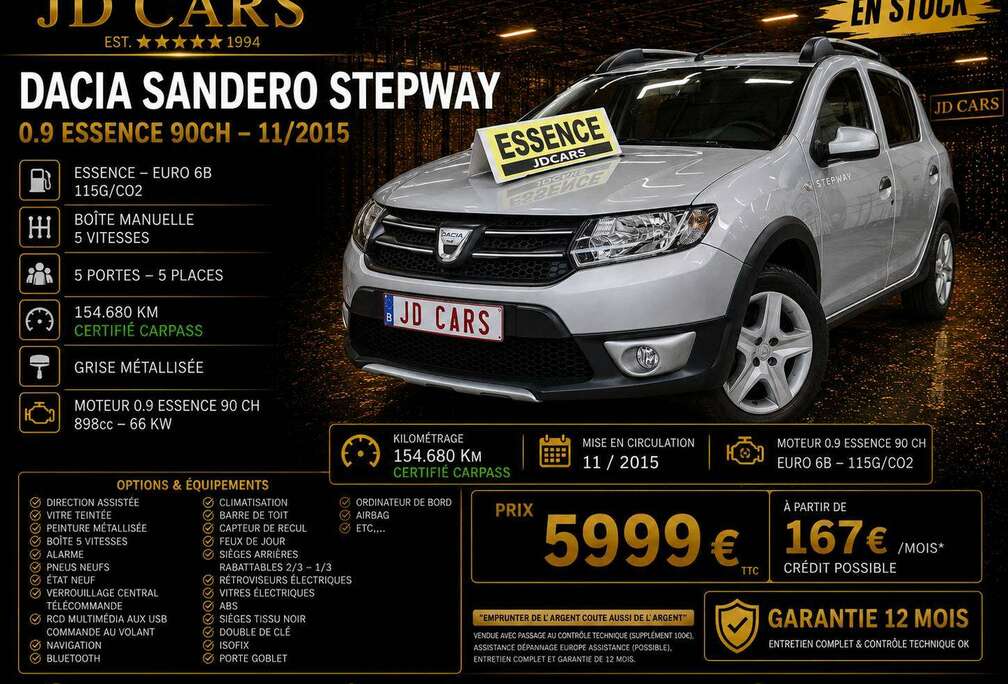 Dacia SANDERO STEPWAY 0.9 TCE GARANTIE 1 AN CTOK