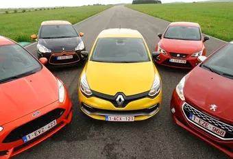 Citroën DS3 Racing, Ford Fiesta ST,Peugeot 208 GTi, Renault Clio R.S. enSeat Ibiza SC Cupra : Springlevend