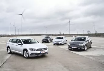 Ford Mondeo Clipper 2.0 TDCi 150, Peugeot 508 SW 2.0 BlueHDi 150, Opel Insignia Sports Tourer 2.0 CDTI ecoFLEX et Volkswagen Passat Variant 2.0 TDI 150 : Cargos dans le vent