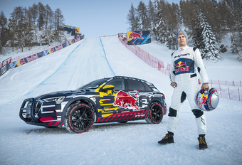 Wat is de Audi E-Tron Quattro waard op een skipiste met een stijgingspercentage van 85%?