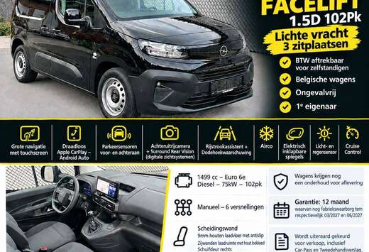 Opel 1.5 TD 102Pk L1H1 - 3pl. - Lichte Vracht - 15.05 ...