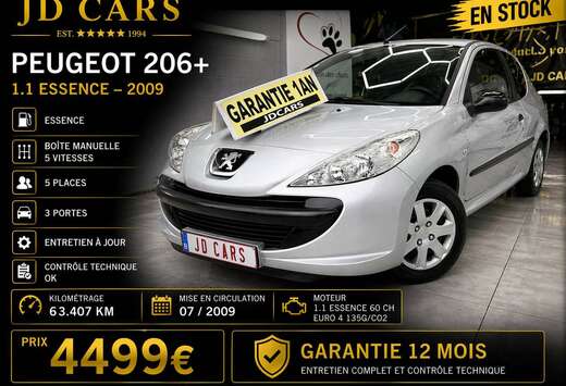 Peugeot 206+ 1.1 ESSENCE 63.000KMGARANTIE 1 AN CTOK