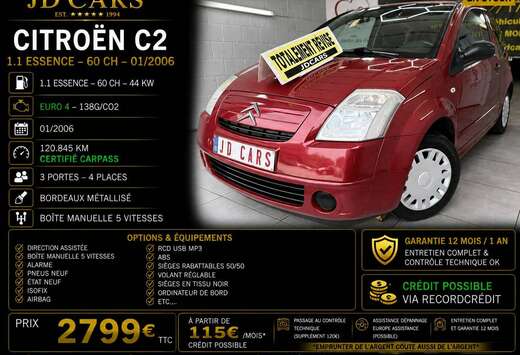 Citroen C2 1.1  ESSENCE ‼️GARANTIE 1 AN CTOK‼� ...