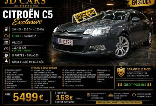 Citroen C5 EXCLUSIVE 2.0 HDI 136 GARANTIE 1 AN CTOK