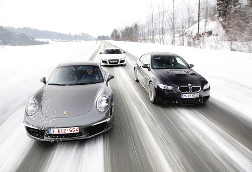 Audi R8 R-Tronic, BMW M3 Coupé DKG en Porsche 911 Carrera S PDK : Super G