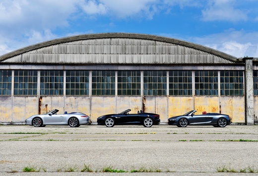 Audi R8 Spyder S-Tronic, Jaguar F-Type V8S en Porsche 911 Cabrio Carrera 2S : Terugkeer in triomf