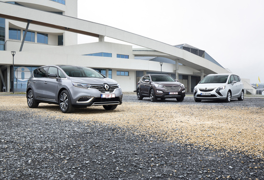 Hyundai Santa Fe, Opel Zafira Tourer en Renault Espace : De lakmoes