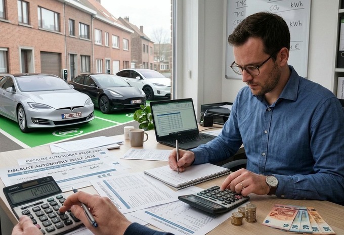 An accountant calculating Belgian vehicle tax