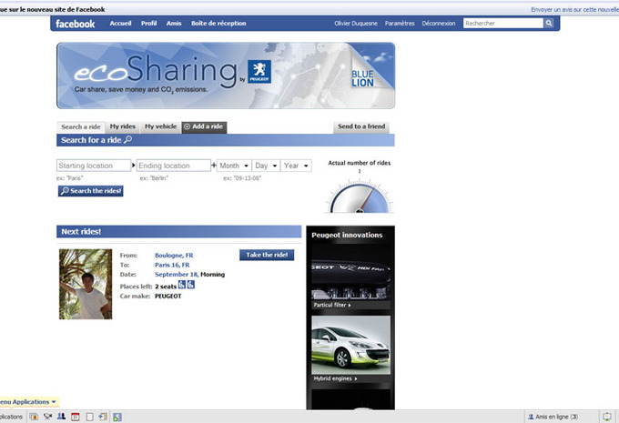 Peugeot EcoSharing sur Facebook #1